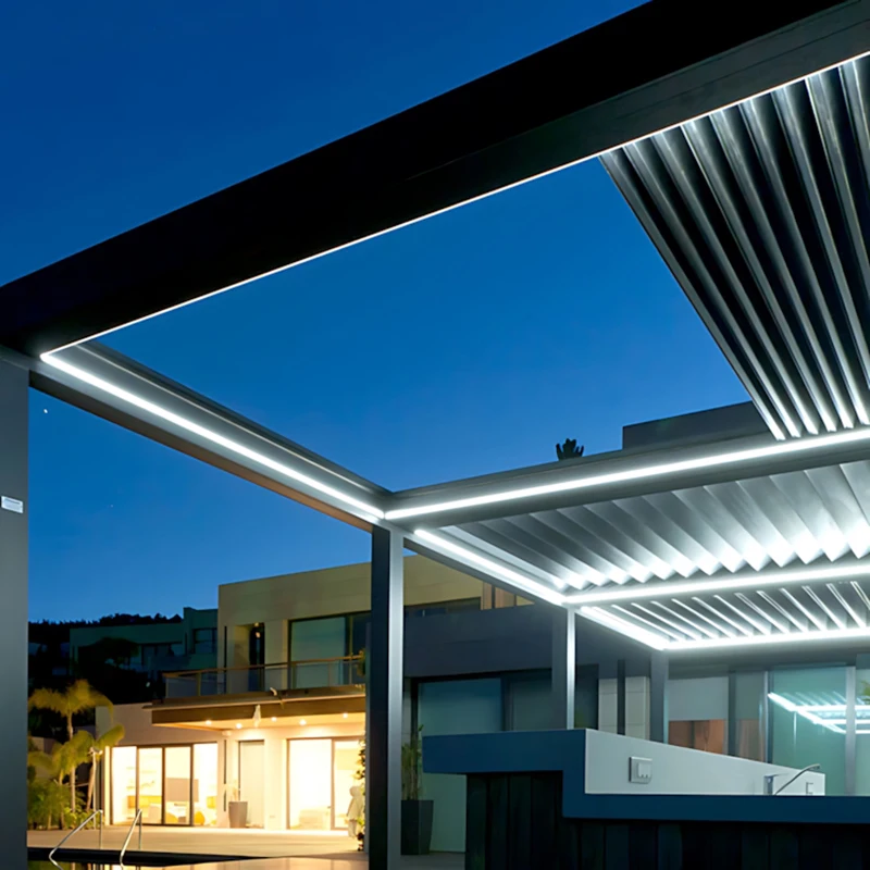 

Сверхмощная алюминиевая беседка для патио с моторизованной крышей для открытой садовой беседки на заднем дворе