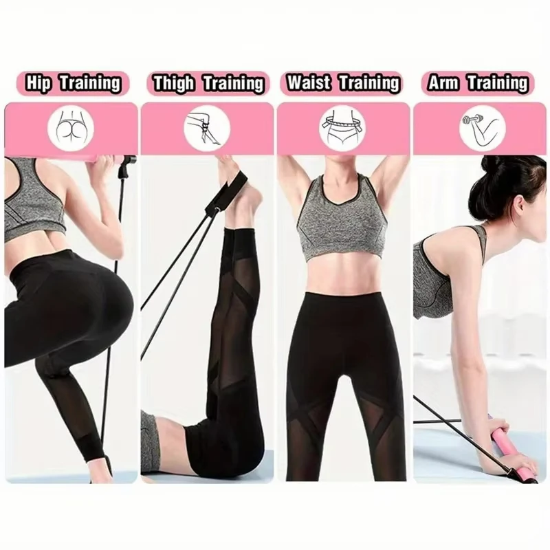 Pilates Kit With Resistance Bands,Stainless Steel Exercise Stick,For Women Men,Home Gym Workouts Squat Yoga Pilates Body Shaping