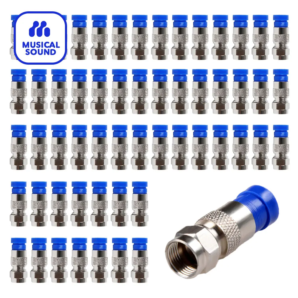 50Pcs Coaxial Cable Compression Fitting for RG6 Coax Cable RG6 F Type Connector Coax Coaxial Compression Fitting RG6 F Connector