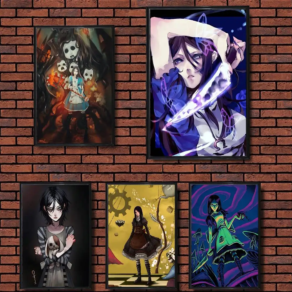 

game A-Alice Madness Returns Poster Prints Wall Art Painting Picture Gift Living Room Bar Restaurant Dec Sticker Large