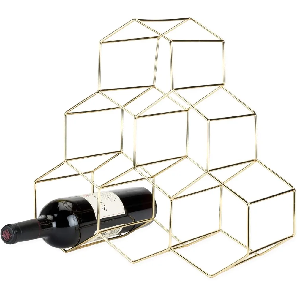 

Freestanding 6-Bottle Wine Rack for Kitchen and Pantry Storage, 14.25-Inch Geo Countertop Wine Holder, Decorative Wine Storage S