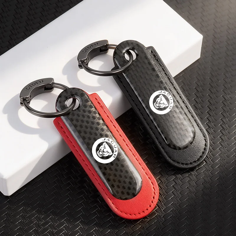 Carbon Fibre Keychain Creative Car Keyring Decorative Accessories For Jaguar XE XF XJ F-Pace X-Type S-Type F-Type Accessories view 3