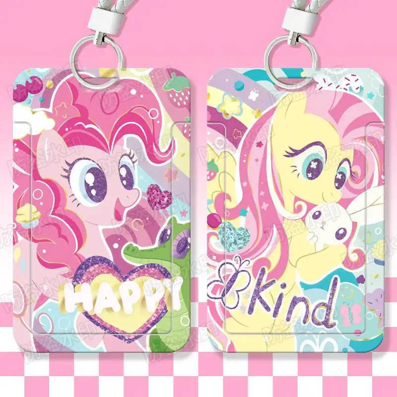 Kawaii Anime My Little Pony Protective Sheath Miniso Cartoon Cute Sliding Card Cover Access Control Campus Card Protection Cover