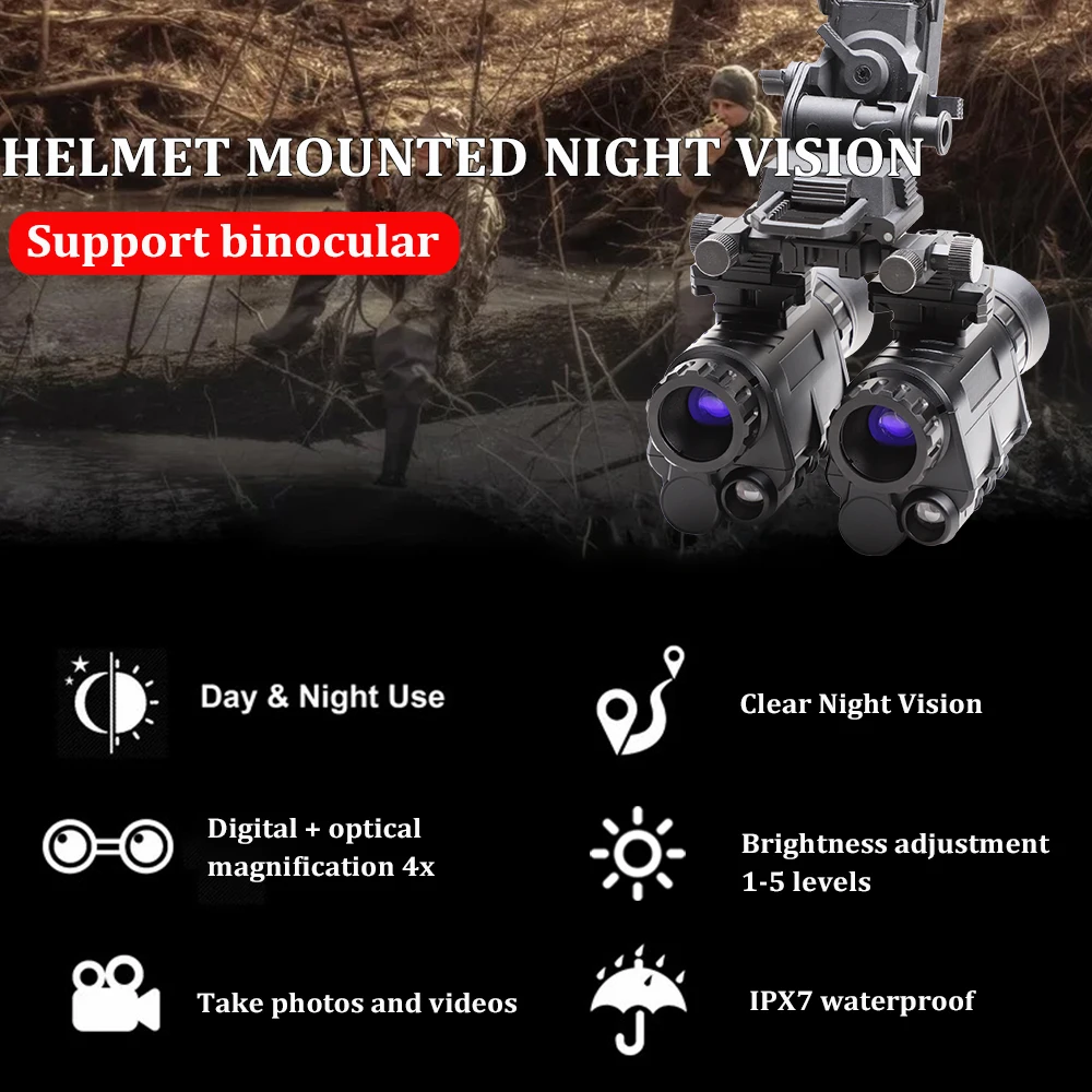 TRV Night Vision Head Mount 2560x1440 With 20 Lens Night Vision Googgle Night Vision Monocular Support WIFI Reticle Switch PIP
