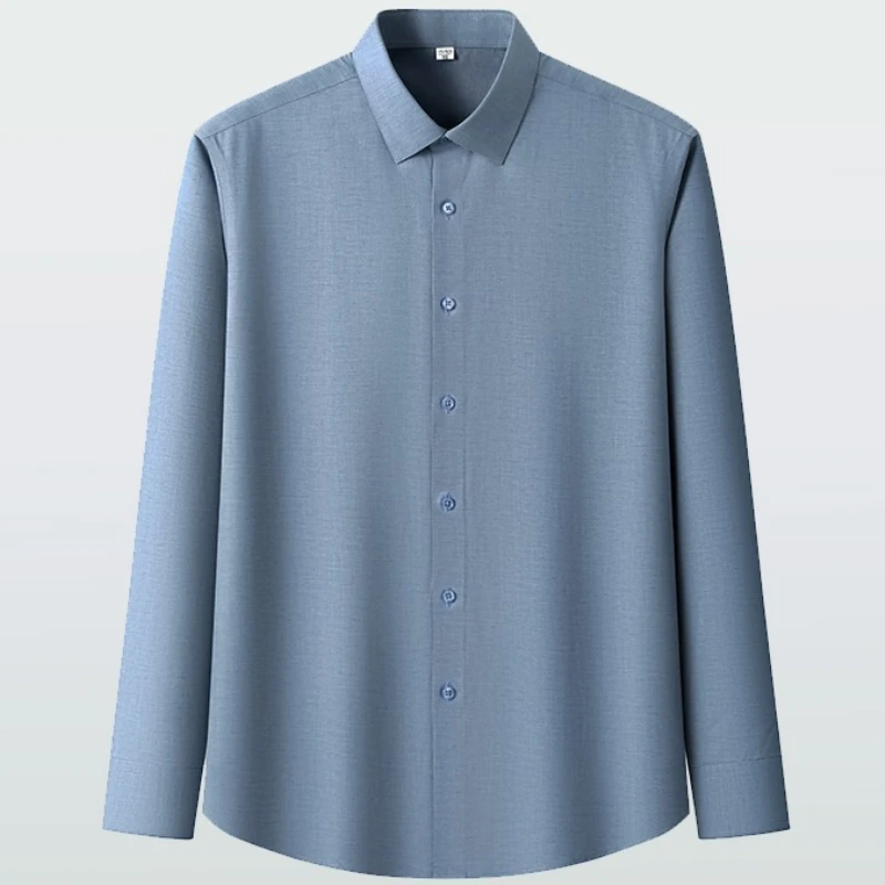 Modal 23%+ Flax 7.6% Anti-Wrinkle 5XL Blue Shirt Men Long Sleeve Slim Fit & Men Shirts Short Sleeve High Quality Casual Business