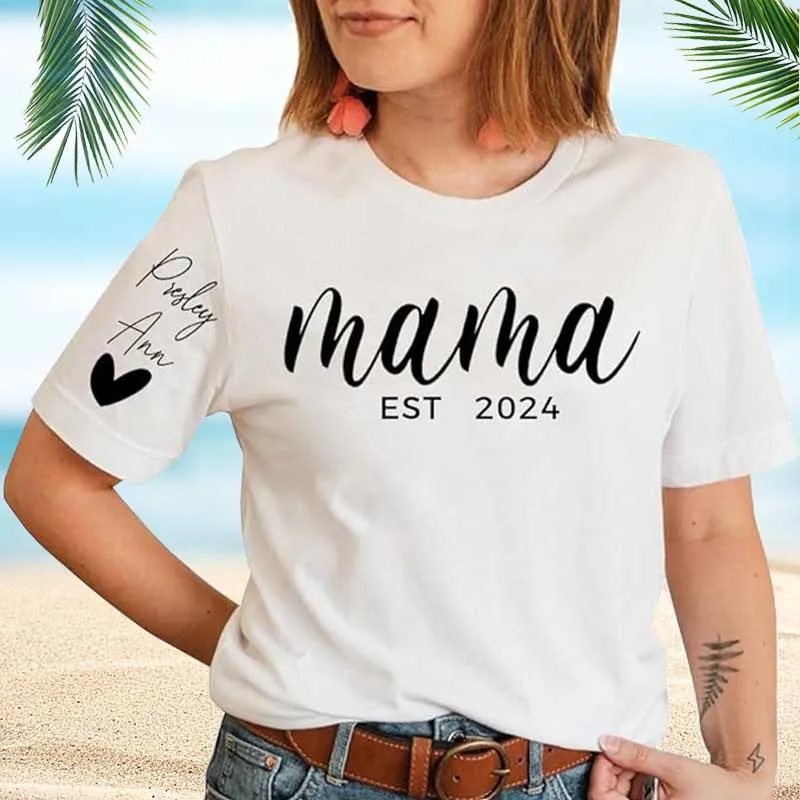 Custom Mama Sweatshirt With Kids Names, New Mom Gift Personalized Sweatshirt Mother's Day