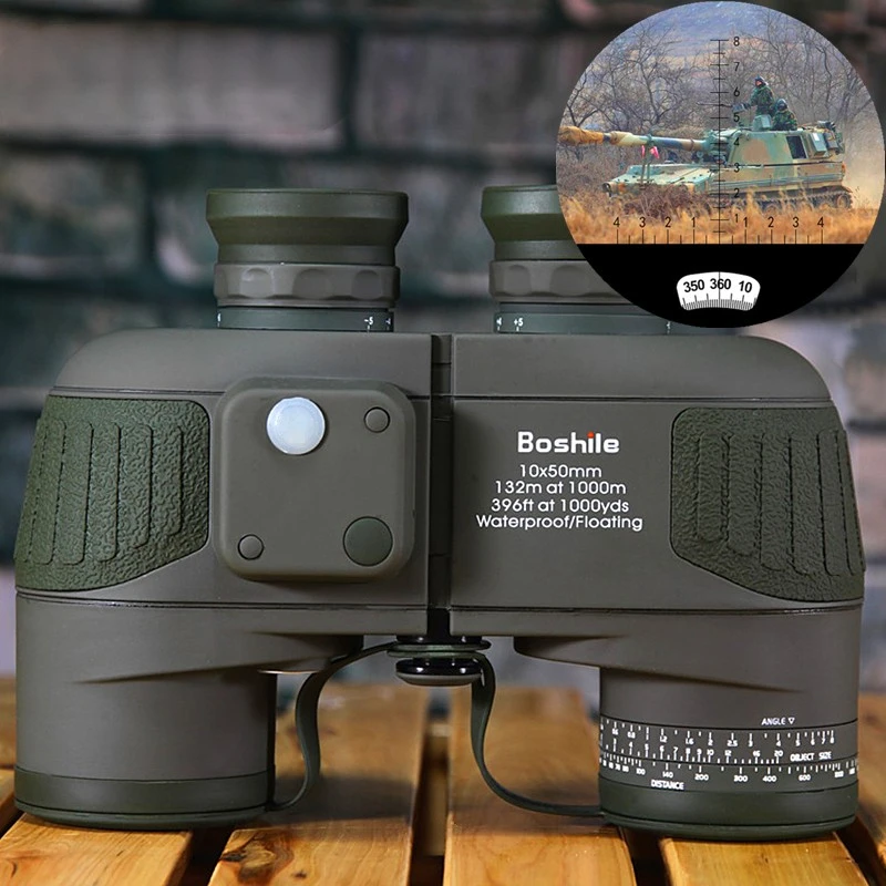 

Boshile High Powerful Marine Military 10x50 Floating Bino Nitrogen Waterproof Binocula With Compass RangeFinder