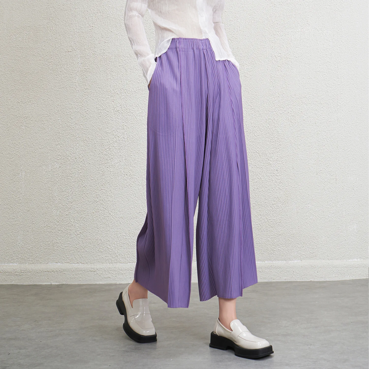

Miyake Fold Autumn Commuting Style Fold Dressing Simple Korean Versatile Comfortable High Waist Casual Pants Nine Fold Pants