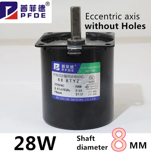 Imagen 2 del producto Motor síncrono de imán permanente de alta torsión, eje de 100KG, 28W, CA 220V, 220V, 68KTYZ, 8mm, CW/CCW, engranaje de Metal, Motor de velocidad lenta