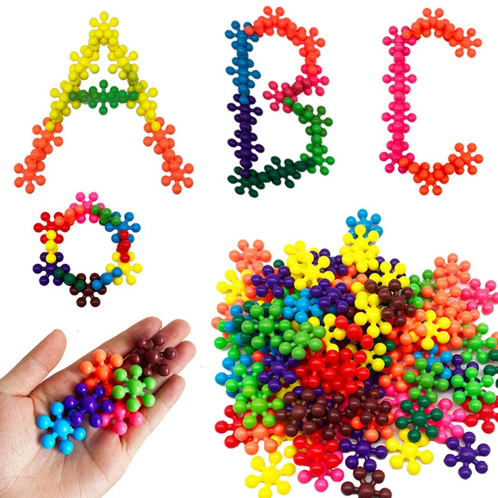 50/100PCS Snowflake Interlocking Building Block Toy Creative Stress Relief Fidget Toys Party Favors with Storage Box