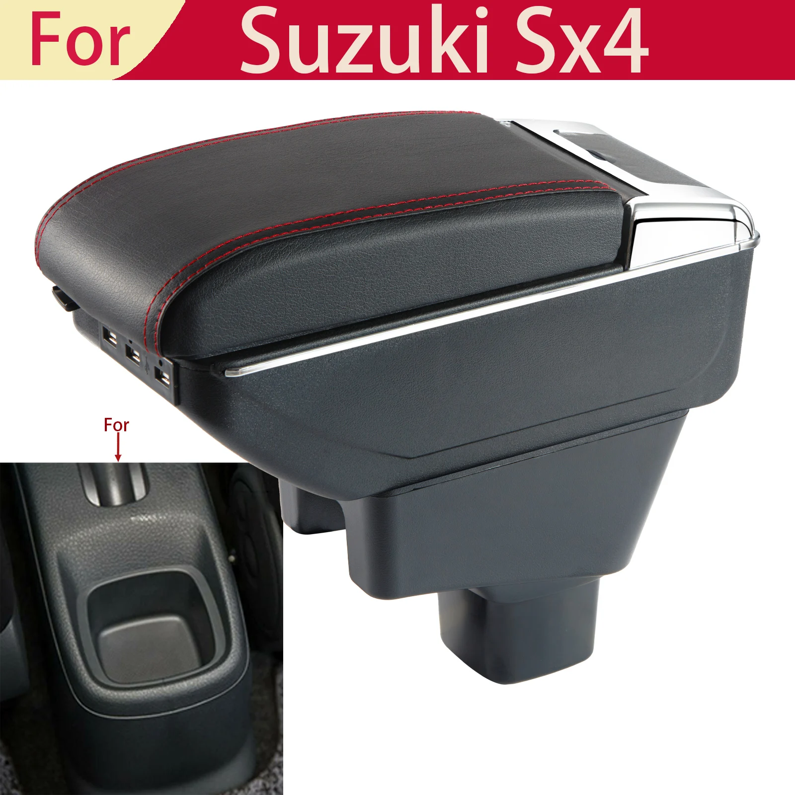 For SUZUKI SX4 Armrest Box for Suzuki SX4 Car Armrest Dedicated Retrofit Parts Interior Details Storage Box Car Accessories