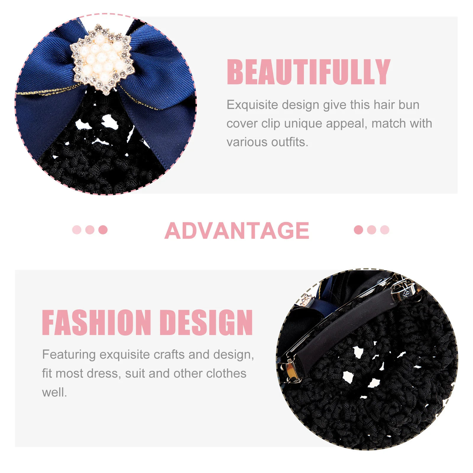 

Жемчужный пучок для волос с бантом, сетчатый зажим для волос, женский головной убор для официальной школы, работы, повседневный чехол для булочки для волос, женский зажим для сетки для волос