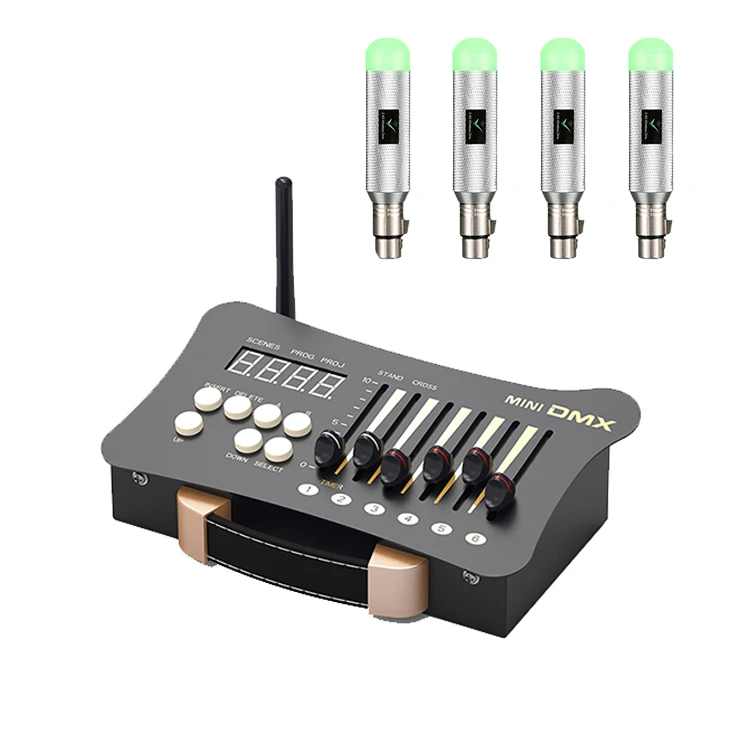 

Mini Battery 54 Channels Console Stage Light Dmx512 Controller With 4Pcs Battery Receivers