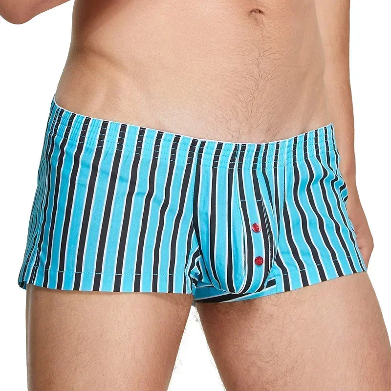 Erkek Aro Pantolon Gençlik Dokuma Pamuk Nefes Rahat Spor baksır şort Genç Moda Çizgili Seksi Alçak Ev Uyku Pijama