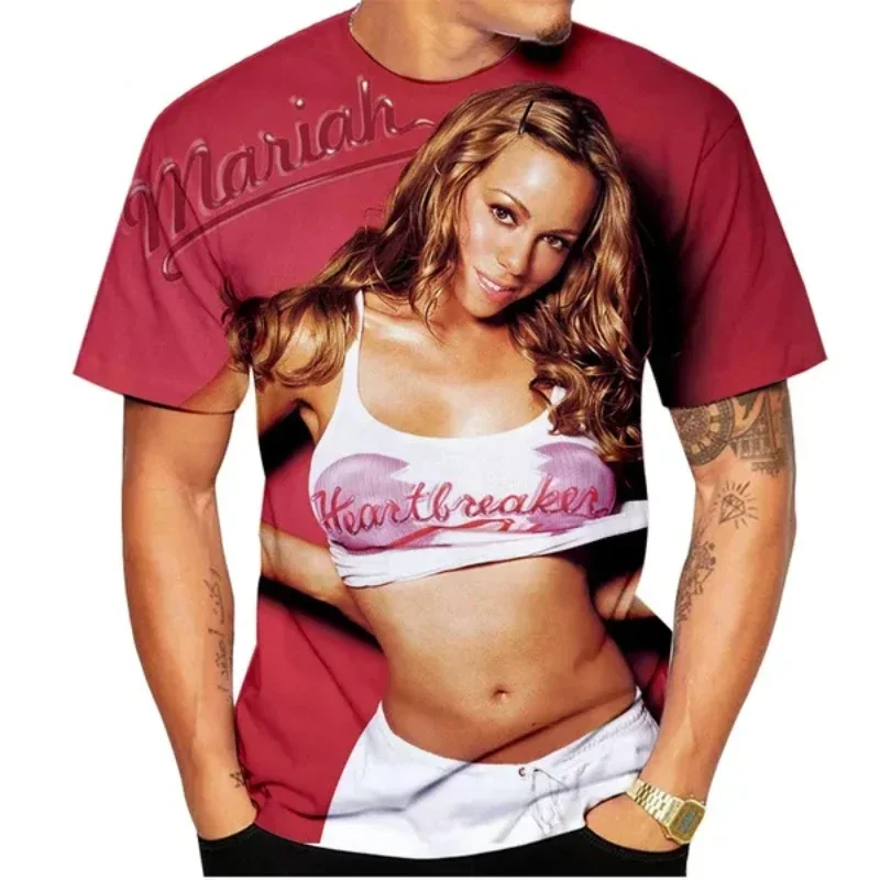 Fashion Men Clothing New Pop Singer Mariah Carey 3D Print T-shirt Hip Hop Harajuku Street Unisex Oversized T Shirt Tops