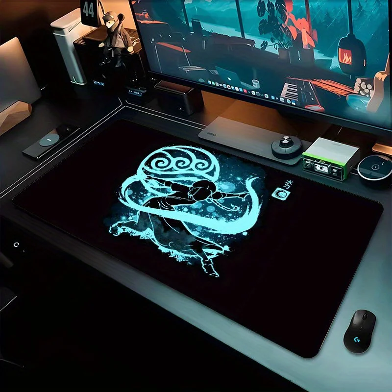 Blue Water Element Gaming Mouse Pad, Large Non-Slip Desk Mat with Avatar Style for Gamers & Home Office