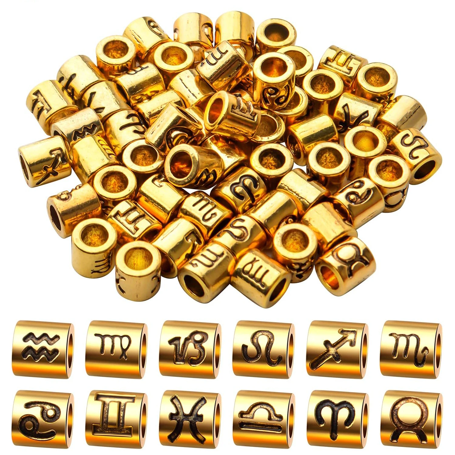 

60pcs Zodiac Signs Alloy Constellation Spacer Beads for Bracelet Necklace Jewelry Making