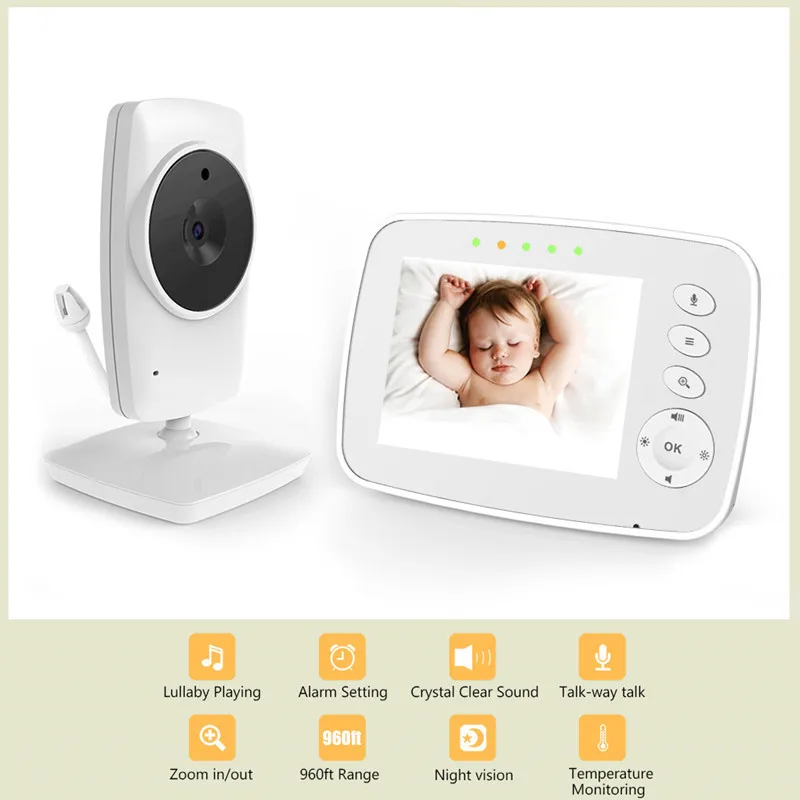 3.2-Inch baby monitor, two-way intercom ECO smart wake-up