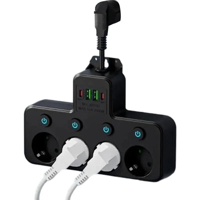 

YWDZ-EU Plug 4 AC Outlet Wall Socket Multiprise Power Strip Universal Network Filter USB Cherger Separate Switch Adapter