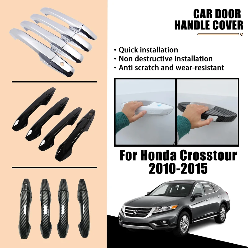 

Door Handle Cover For Honda Crosstour 2010-2015 2011 2012 2013 ABS Exterior Carbon Fiber Black Chrome Car Accessories Rustproof