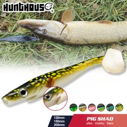 Hunthouse Pro Shad Fishing Soft Pike Lure 120/150/200mm Paint Printing Lure Paddle Tail Silicone Souple leurre Natural Musky