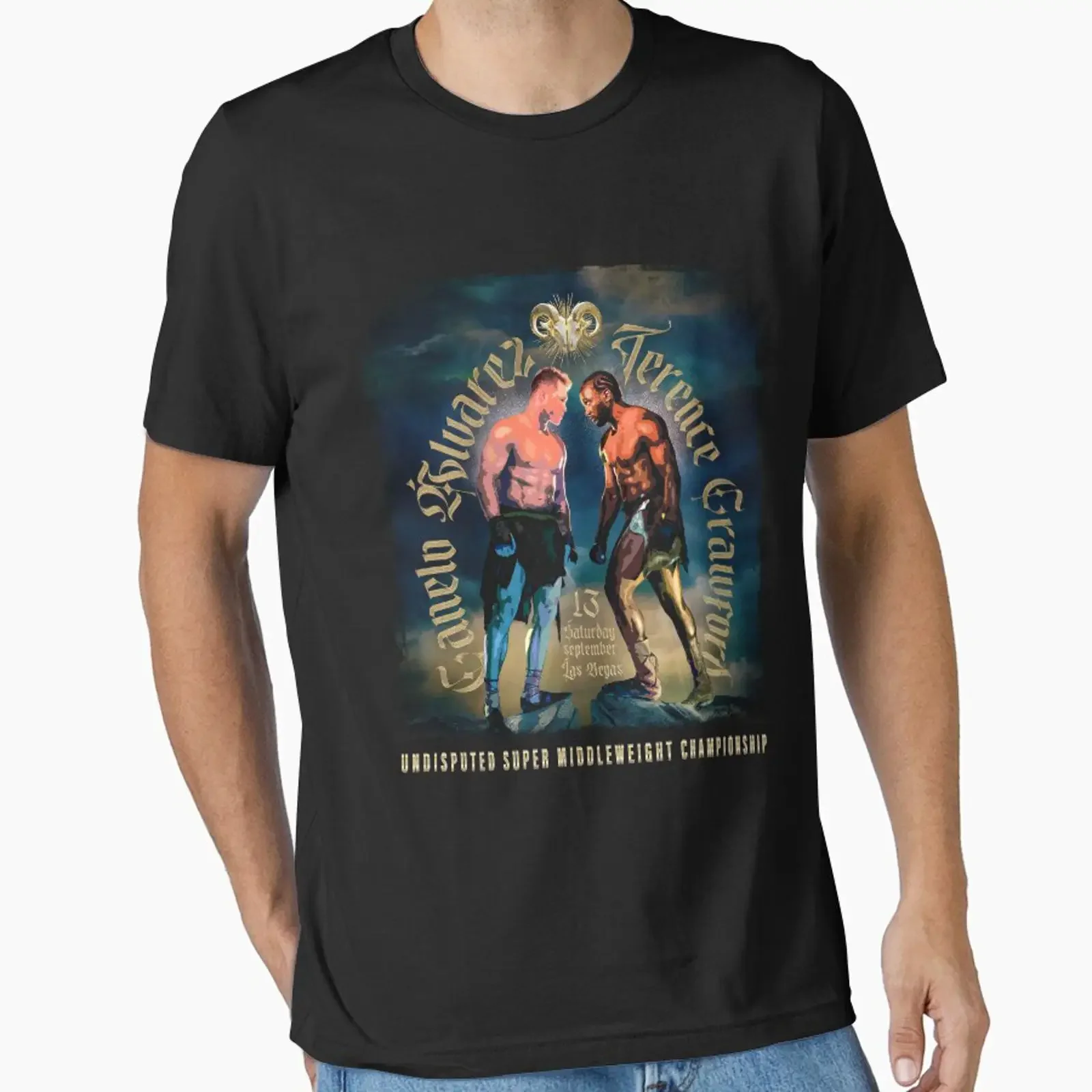 Canelo vs Crawford Fight Essential T Shirt vintage Washed Soft homme graphic Top For Everyday Wear fashion Stretched Casual