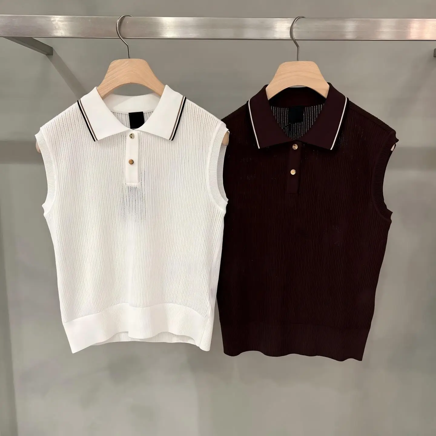 Women's Summer Golf Wear: Collared Cooling Knit Vest—Comfortable and Versatile