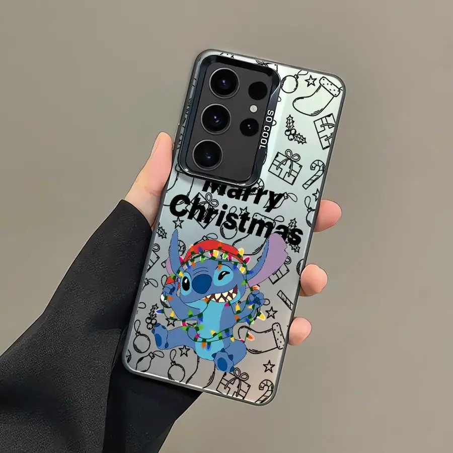 Soft Shell Case for Samsung Galaxy S25 S21 S23 S24Ultra S20 FE S22 Ultra Note 20 S25Plus S24 Stitch Christmas Cartoon