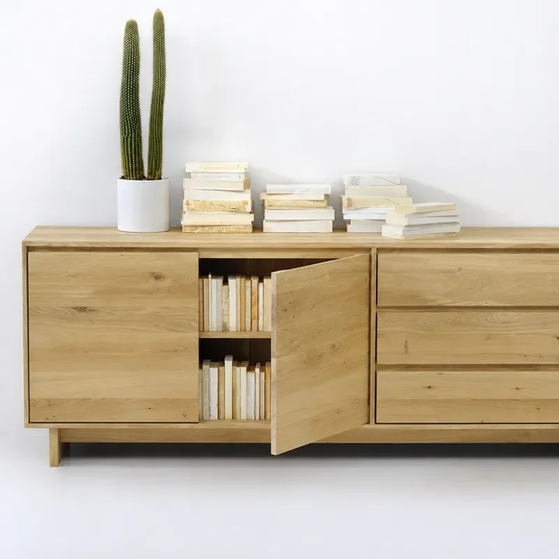 American Solid Wood TV Cabinet Living Room Storage Unit Light Luxury Bedroom Locker