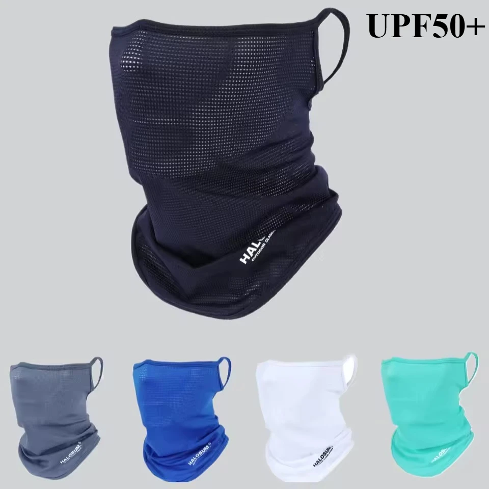 Reit-Gesichtsmaske, atmungsaktiv, Eisseide, Fahrradmaske, Sonnenschutz, Gesichtsbedeckung, Halsmanschette, Herren und Damen, elastischer Hang-Ear-Reitschal