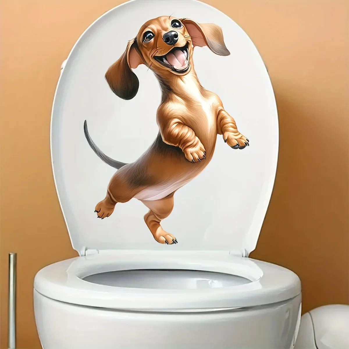 Happy Puppy Self-Adhesive Toilet Seat Sticker Flower Bathroom Wall Decorations B73