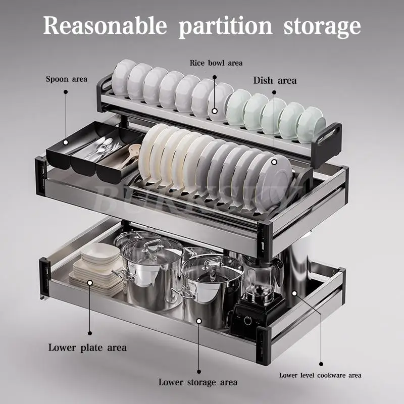 Kitchen Cabinet Storage Dishes Chopsticks Pulling Baskets Drawer Type Dishes Chopsticks Dishes&Bowl Pull-out Baskets   Shelf