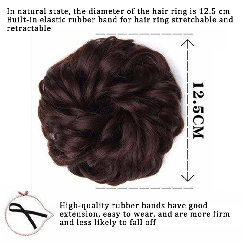 الاصطناعية فوضوي كعكة Chignon دونات غاري براون اللون كعكة الشعر وسادة مرونة الشعر حبل المطاط الفرقة وصلات شعر