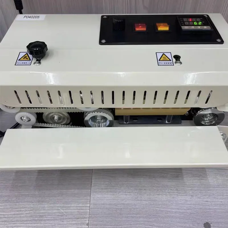 220V Continuous Bag Sealing Machine Plastic Bag Packaging Band Sealing Machine Horizontal Bag Sealer Date Printing