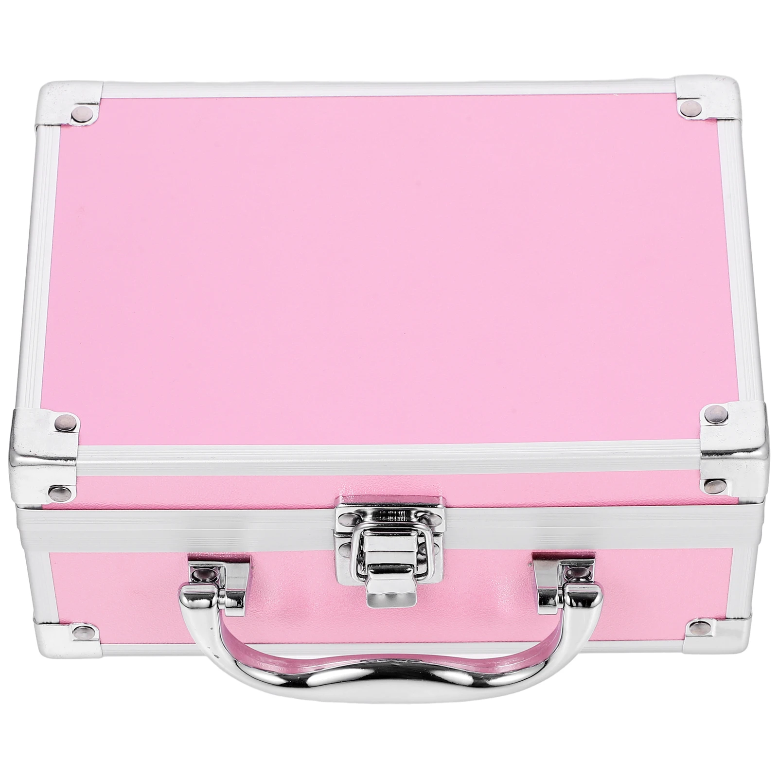 

Aluminum Alloy Case Pink Small Foldable Travel Makeup Bag Organizer Nail Box Organizer Case Tool Box Storage Brush Holder
