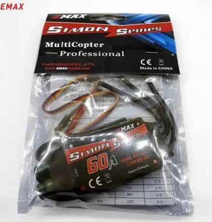 

EMax Simonk SM ESC 60A Speed Controller 2-6S BEC Output: 5A/5V Switch Mode Blheli