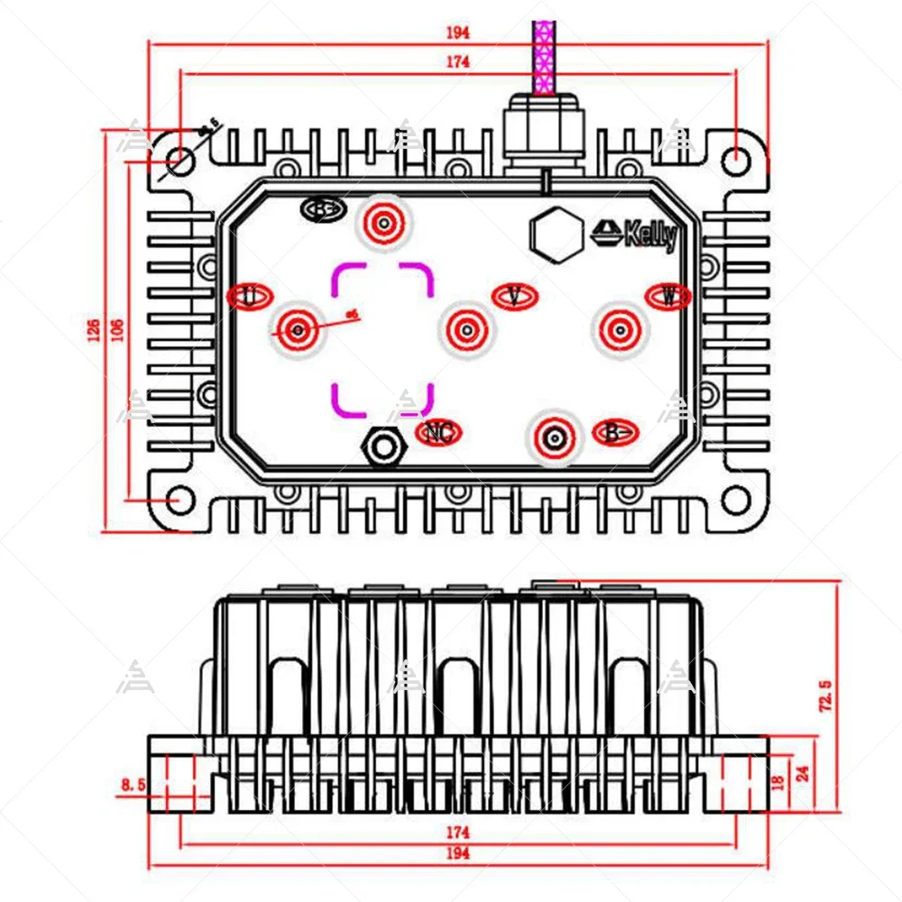 Kelly contrôleur KLS718N onde sinusoïdale BLCD sans brosse 72V 350A moteur électrique de vélo pour Scooter électrique