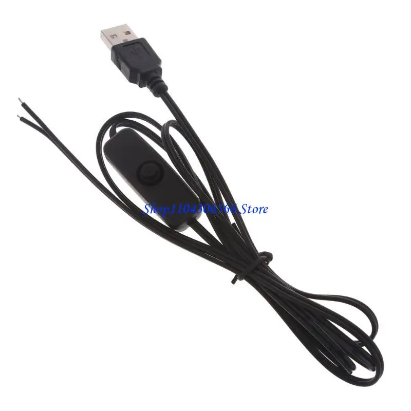 02DD USB 2.0 A Male Plug and 2 Pin 2 Wire DIY Soldering Power Cord for 5V LED Lights Cameras LED Strips, Desk Lamp