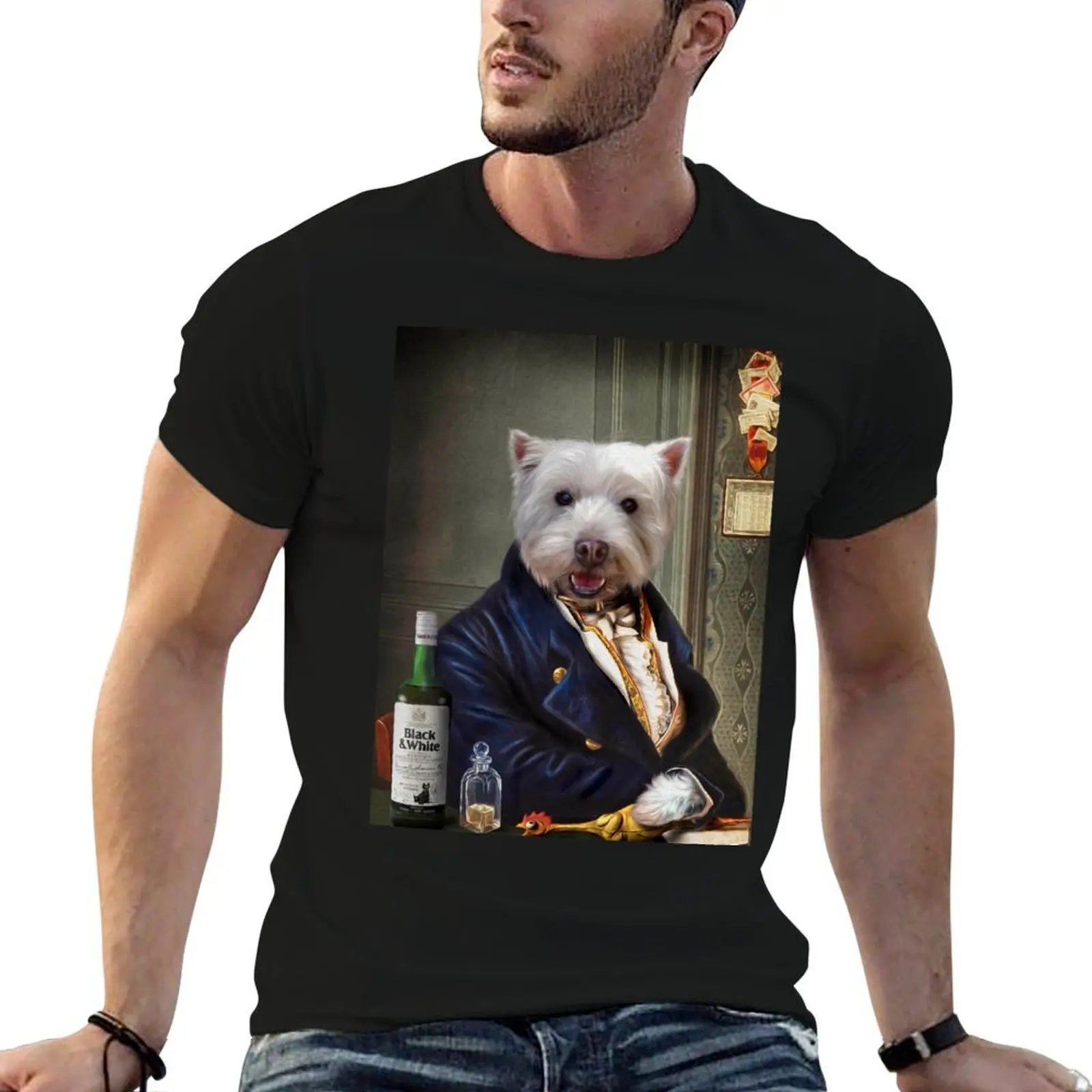 Westie Dog Portrait - Romeo T-Shirt Funny t-shirt sweat Men's cotton t-shirt