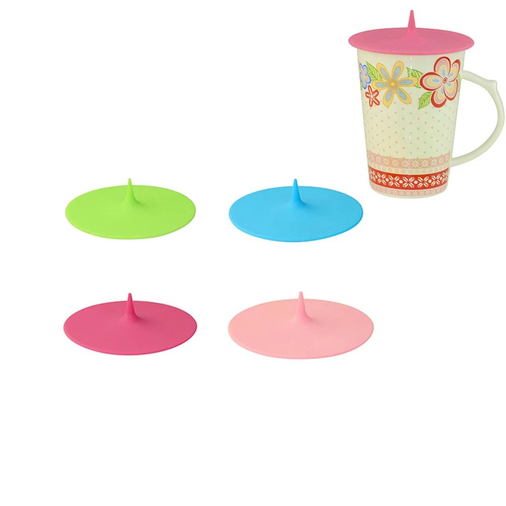 

4PCS Water Drop Shaped Leak-Proof Silicone Cup Lids Candy Color Suction Seal Covers - Assorted Colors
