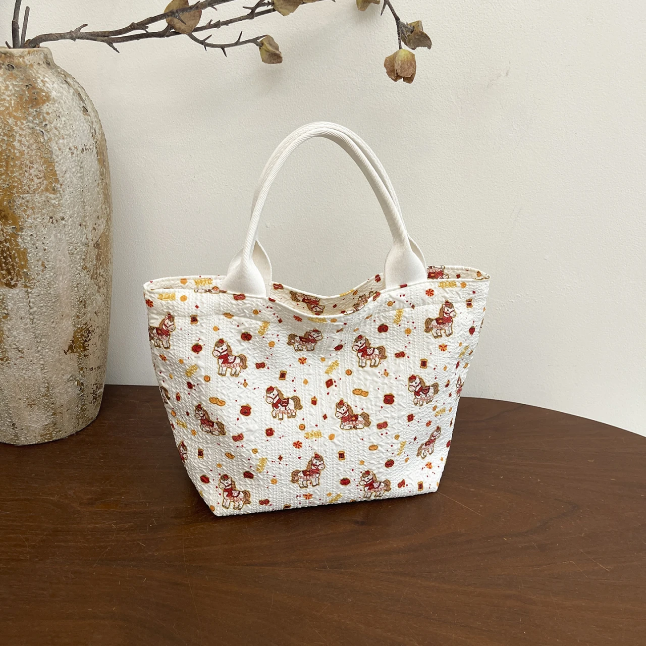 

Cute Floral Print Mini Tote Bag for Women, Soft Canvas Top Handle Handbag, 5 Colors Casual Daily Purse