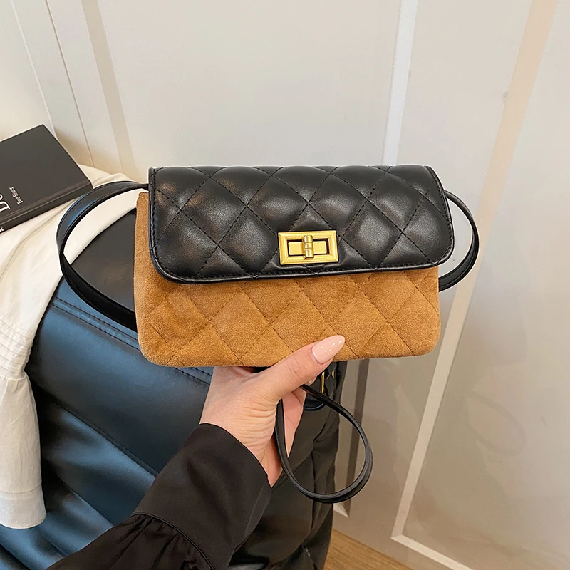 새로운 가죽 소형 사각 가방, 우아한 체인 스트랩 크로스백, 패셔너블한 핸드헬드 지갑, 여성용 숄더백