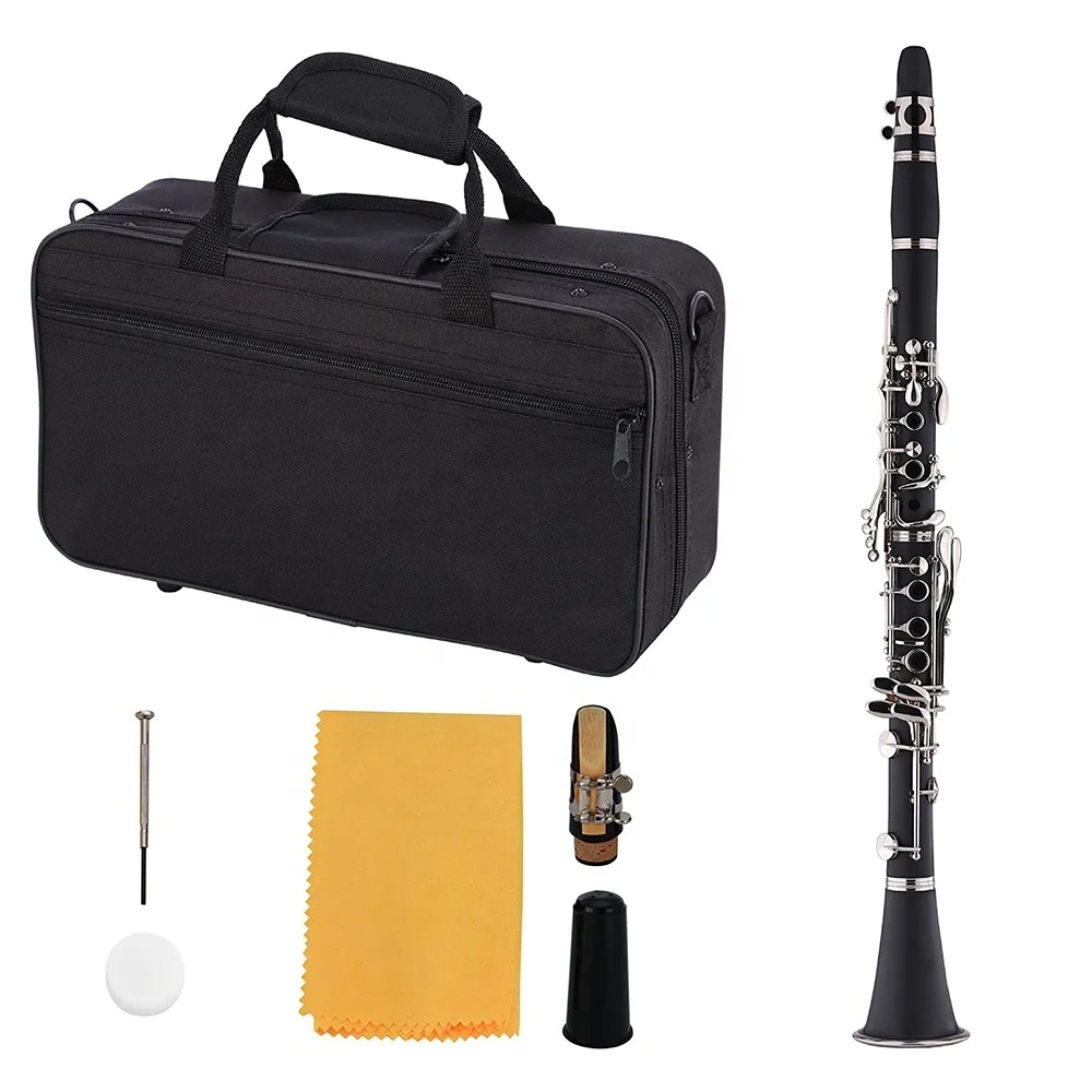 High Quality Bb 17 Keys Bakelite Body Nickel Keys Clarinet JYCL301 Black Leather Case ABS Plastic Engraved