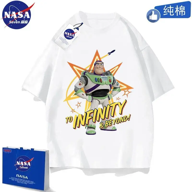 2024 The latest 100% cotton Buzz and Lightyear short-sleeved boys handsome summer new cotton T shirt with cartoon big children's