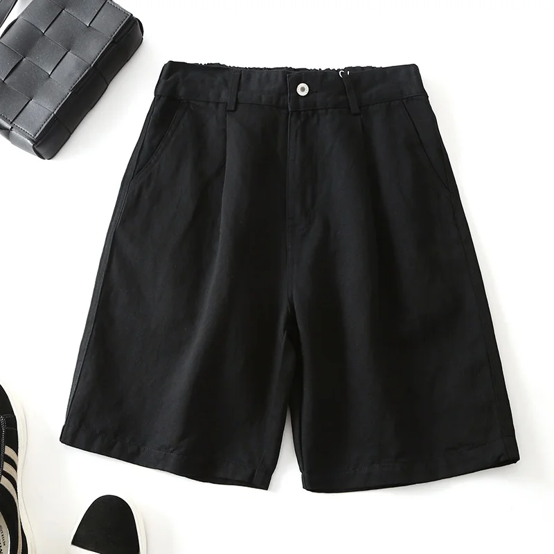 

Летние мужские повседневные брюки-капри из хлопка и льна, однотонные, свободного кроя, прямые, дышащие