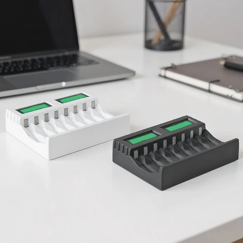 

Smart Battery Charger Aa Aaa Charger 8 Slots NiCd/NiMH Rechargeable Batteries Size 5 and 7 LCD Display USB Input Battery Charger