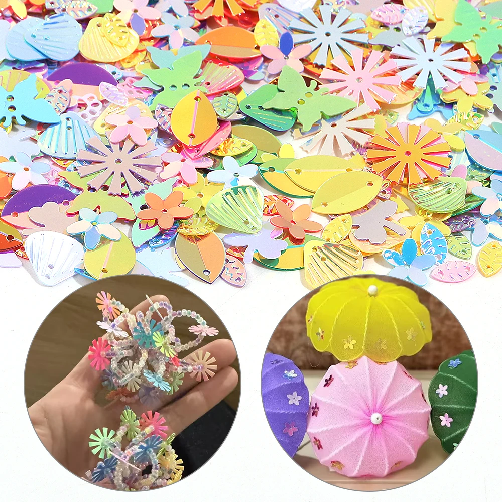 20g Bunte Glänzende Pailletten Blumen Schmetterling Muschel Flache PVC-Pailletten für DIY-Bastelarbeiten Schmuck Dekoration Kleidung Nähzubehör – Detail 3