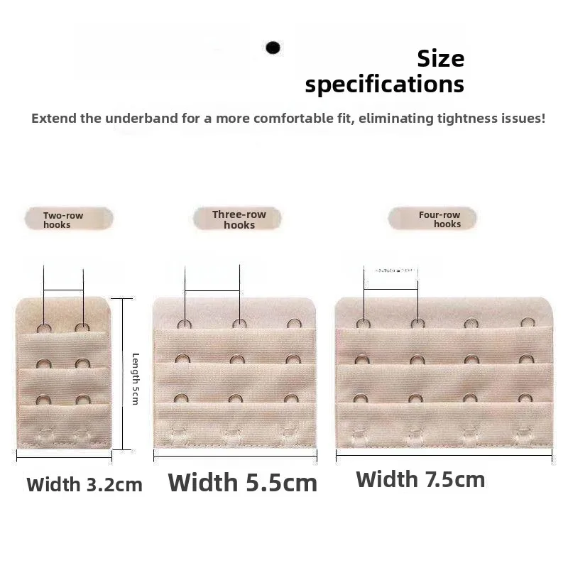 Adjustable Extended Four Three Two Rows Bra Clips Underwear Buckles Cotton Material Anti-Slip Clasps Full Coverage Chest Conn...