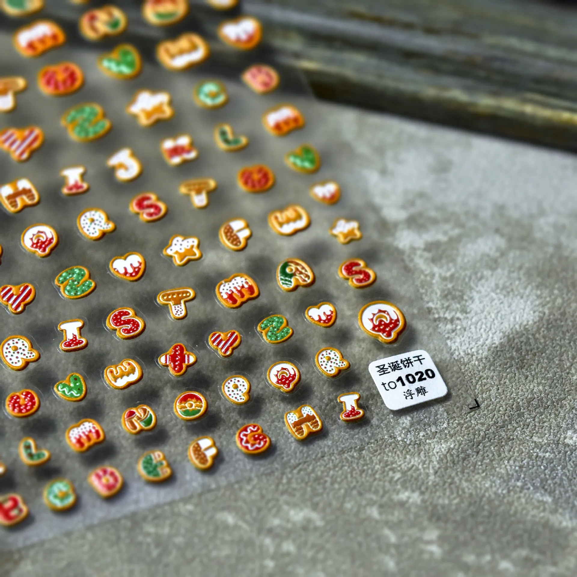 Nail Art Stickers Embossed 5D Christmas Cookie Japanese Cute Self Adhesive Film Decals Colorful Lightweight Manicure Decor