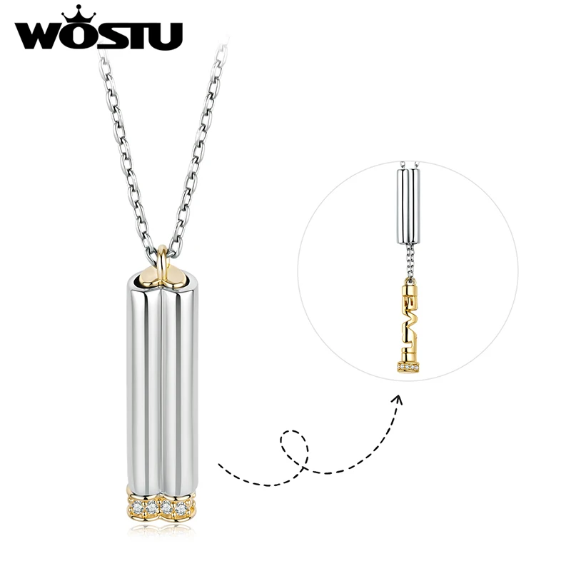 WOSTU LOVE Pendant Necklace For Women, White Gold & 18K Gold Plated Personalized Initial Charm Perfect Gift For Lover Mom
